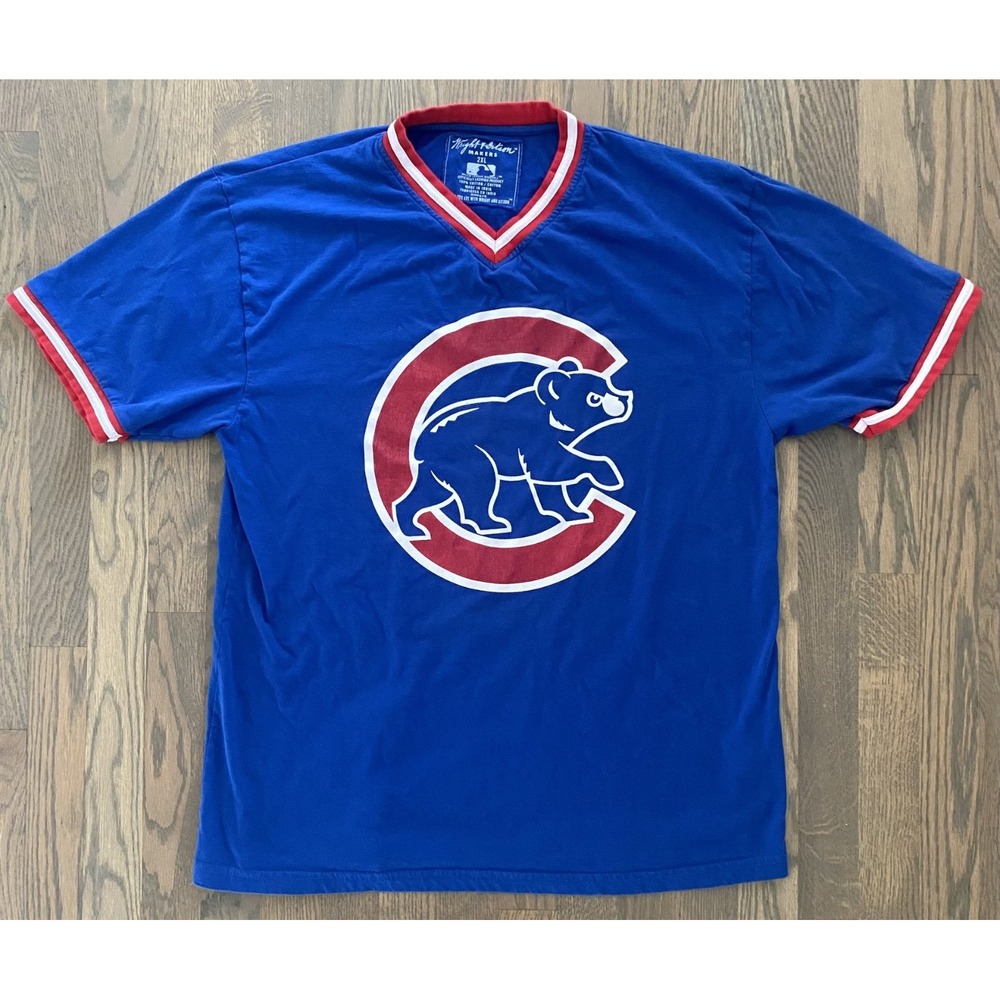 Wright & Ditson Chicago Cubs MLB V-Neck Jersey T-Shirt Royal Blue Mens 2XL